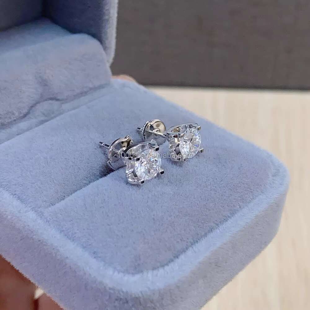 New Arrivals 14K White Gold with Lab Diamond Moissanite Earrings Fine Jewelry AU585 Studs Earrings Customized Jewelry