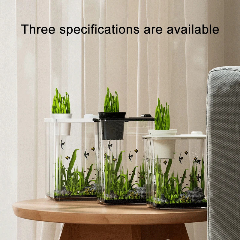 Acrylic Transparent Fish Tanks Crash-proof Plexiglass Small-scale Living Room Landscape Ecological Tank Aquariums and Fish Tanks 250530
