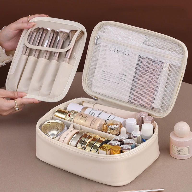 Large Capacity Cosmetic Bag High-end Multifunctional Cosmetics Separate Storage Bag Makeup Brush Pouch Travel Portable Wash Bag 250528
