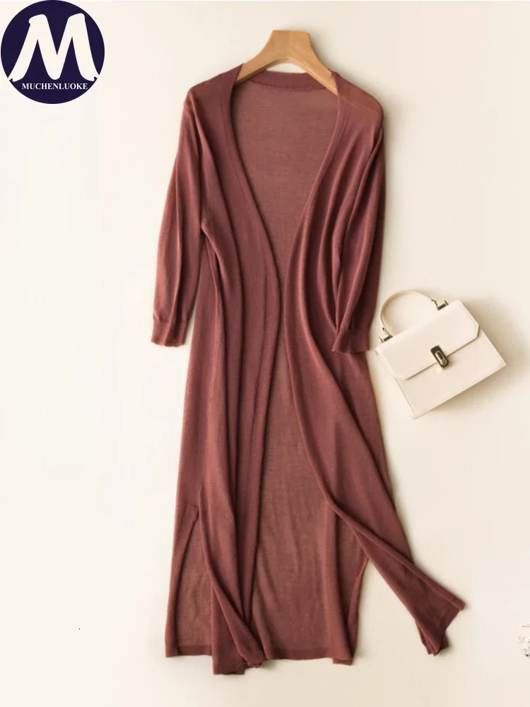 Womens Thin Style Knitted Cardigan Hollow Out Coats Long Sleeves Casual Loose Sunscreen Korean Fashion Summer 2025 250530