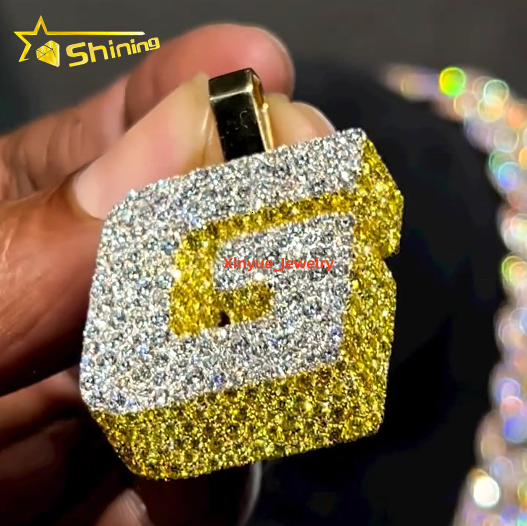 Medal S925 Sterling Silver 14K Gold Plated Letter Custom Hip Hop Pendant Rapper Jewelry Iced Out Pendants