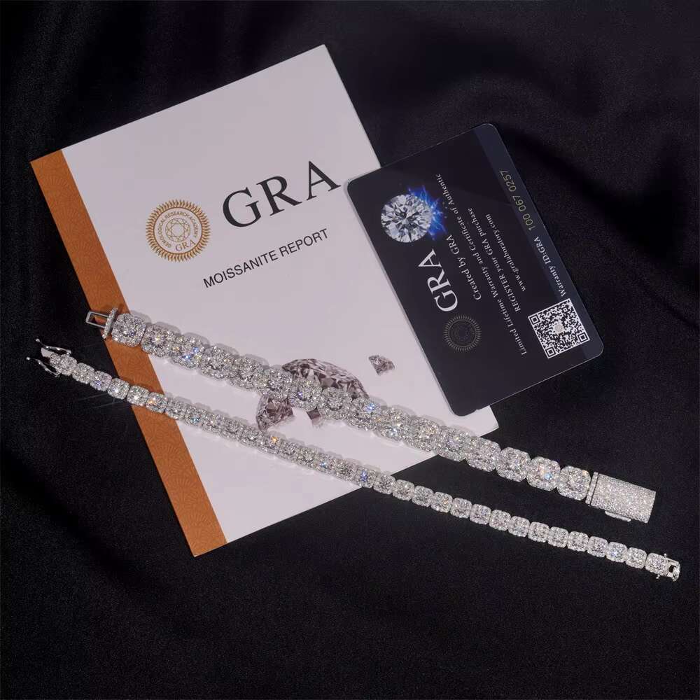 Hot New 925 Silver VVS Moissanite Necklace and Fashionable Hip-hop Joker Bracelet Cross-Border Best Seller