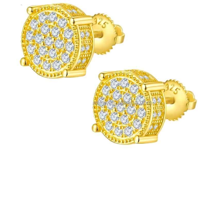 Gra Certificate Women Men Diamond Fashion Jewelry 14K 18K Gold 925 Silver Luxury Vvs Moissanite Roundness Earrings