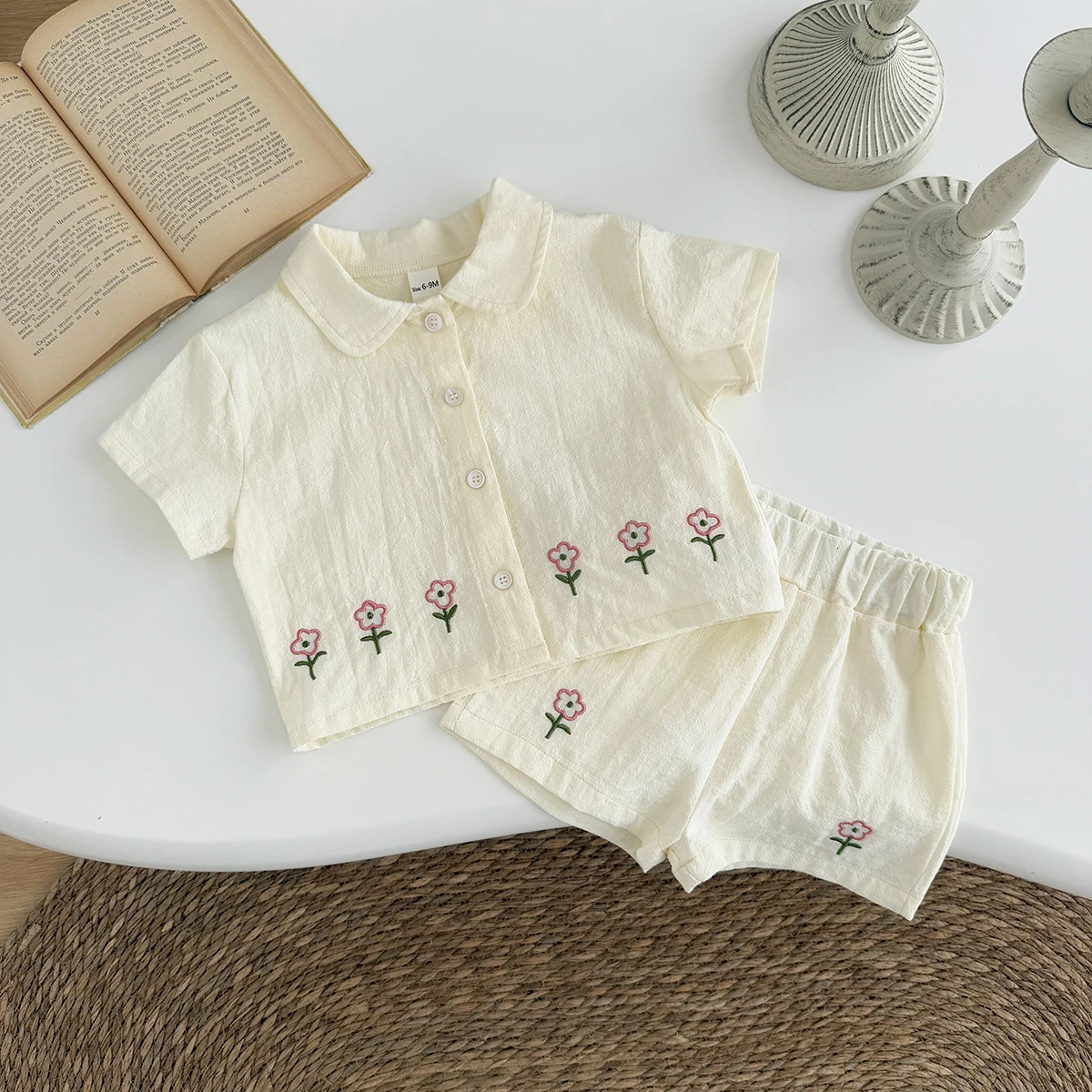 Summer 2Pcs Baby Clothes Set 0-3Y Boys Girls Cotton Set born Shirt Set Cute Flower Pattern Shirt shorts Set 250527