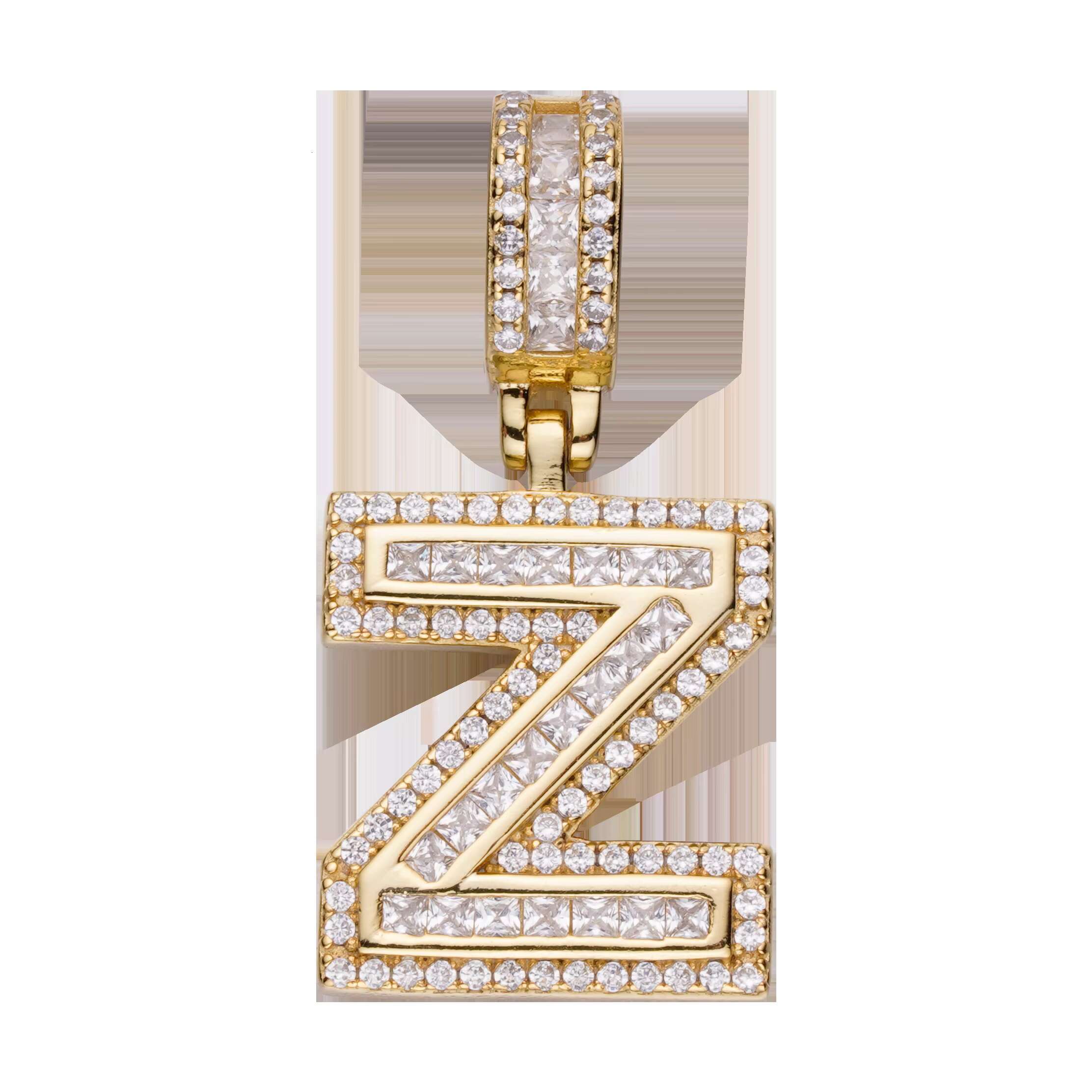 Wholesale Fine Jewelry Charm Iec Out VVS Moissanite Diamond Gold Plated 925 Sterling Silver Z Letter Pendant for Men