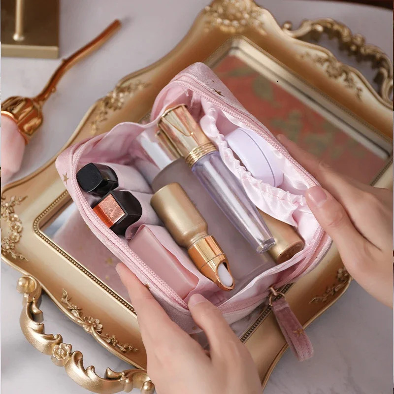 Velvet Makeup Bag Organizer Soft Lipstick Storage Bag Women Toiletry Beauty Make Up Case Pouch Portable Cosmetic Bag 250530