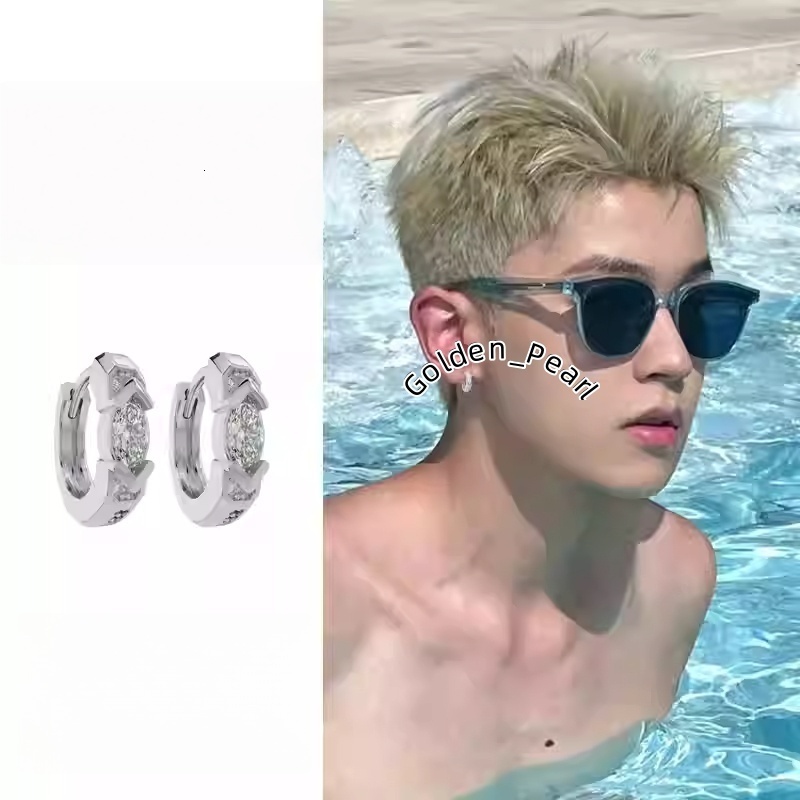 Horus Eye Green Moissanite 4*8mm Stud Earrings for Men Women Moissanite Huggie Earring