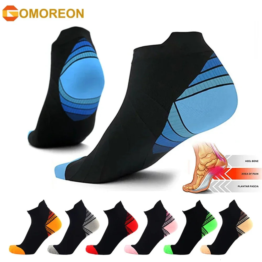 GOMOREON 1Pair Ankle Compression Sock for Men and Women Low Cut Running with Support 250530