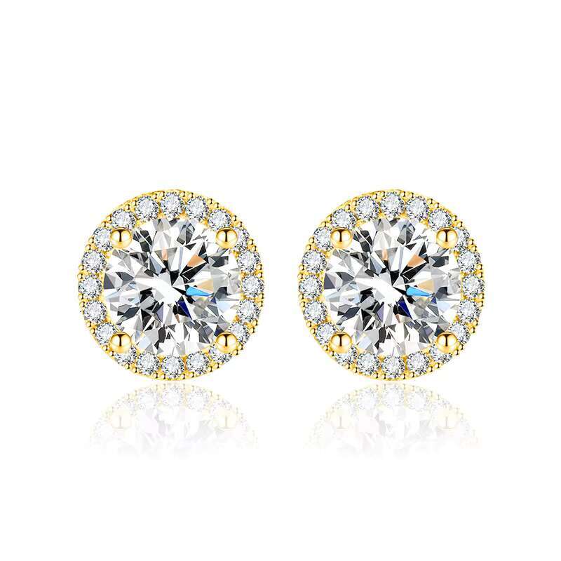 2022 Fashion Iced Out Women Diamond 925 Sterling Silver Copper Zircon Stud Moissanite Earrings