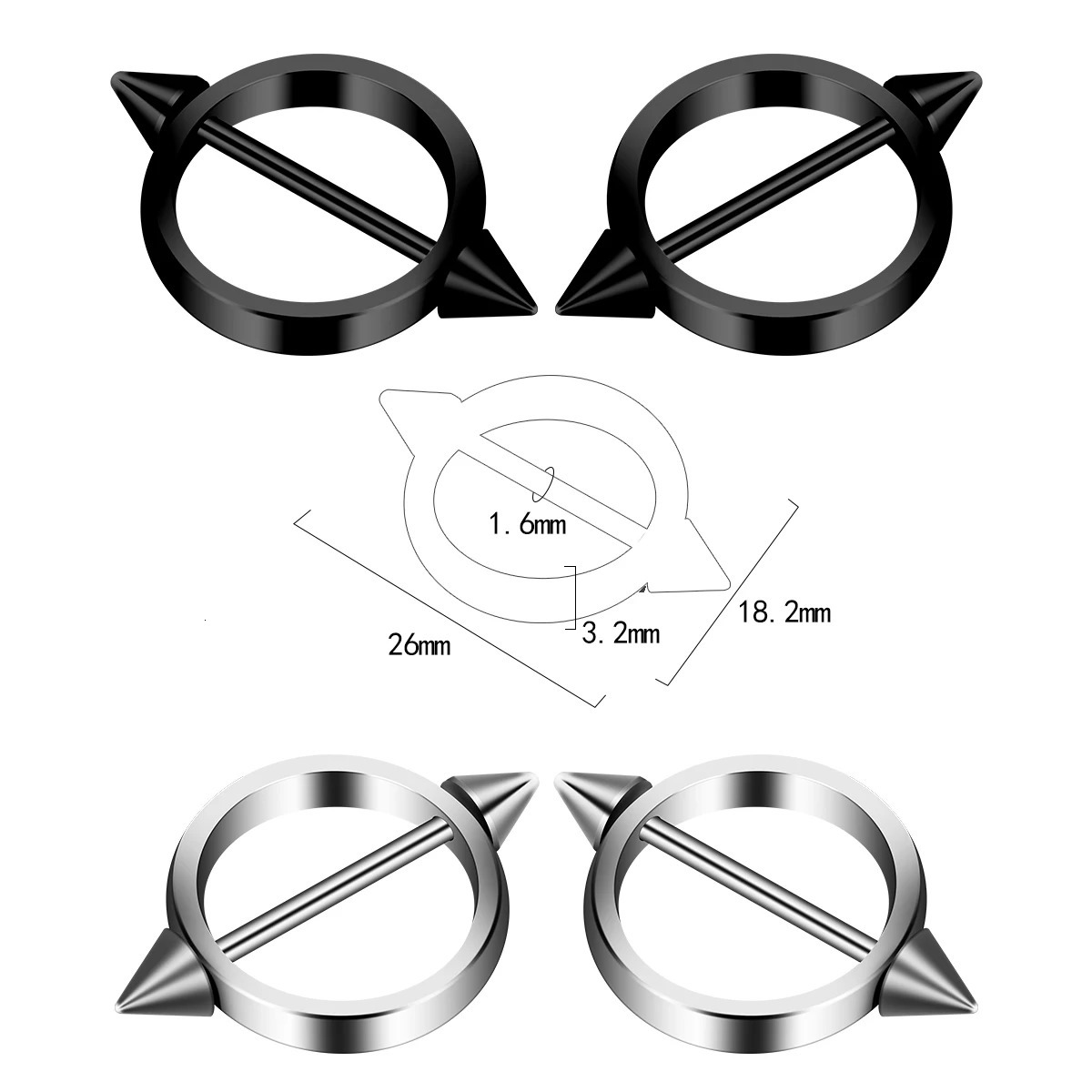 1Pair Gothic Stainless Steel Round Straight Barbells Industrial Nipple Piercing Sexy Ladies Nipple Simple Body Piercing Jewelry 250526