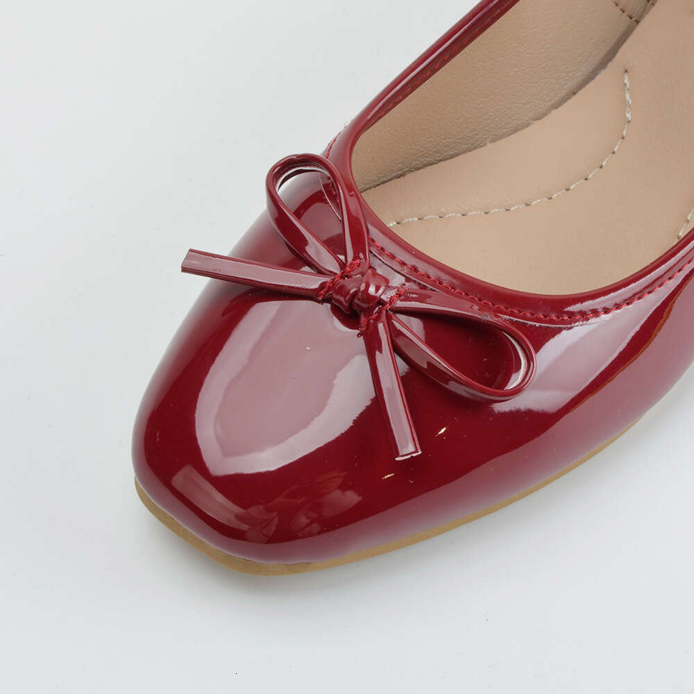 Burgundy Mary Jane for Women 2025 New Spring Summer One-Strap French Style Slip-On Shoes