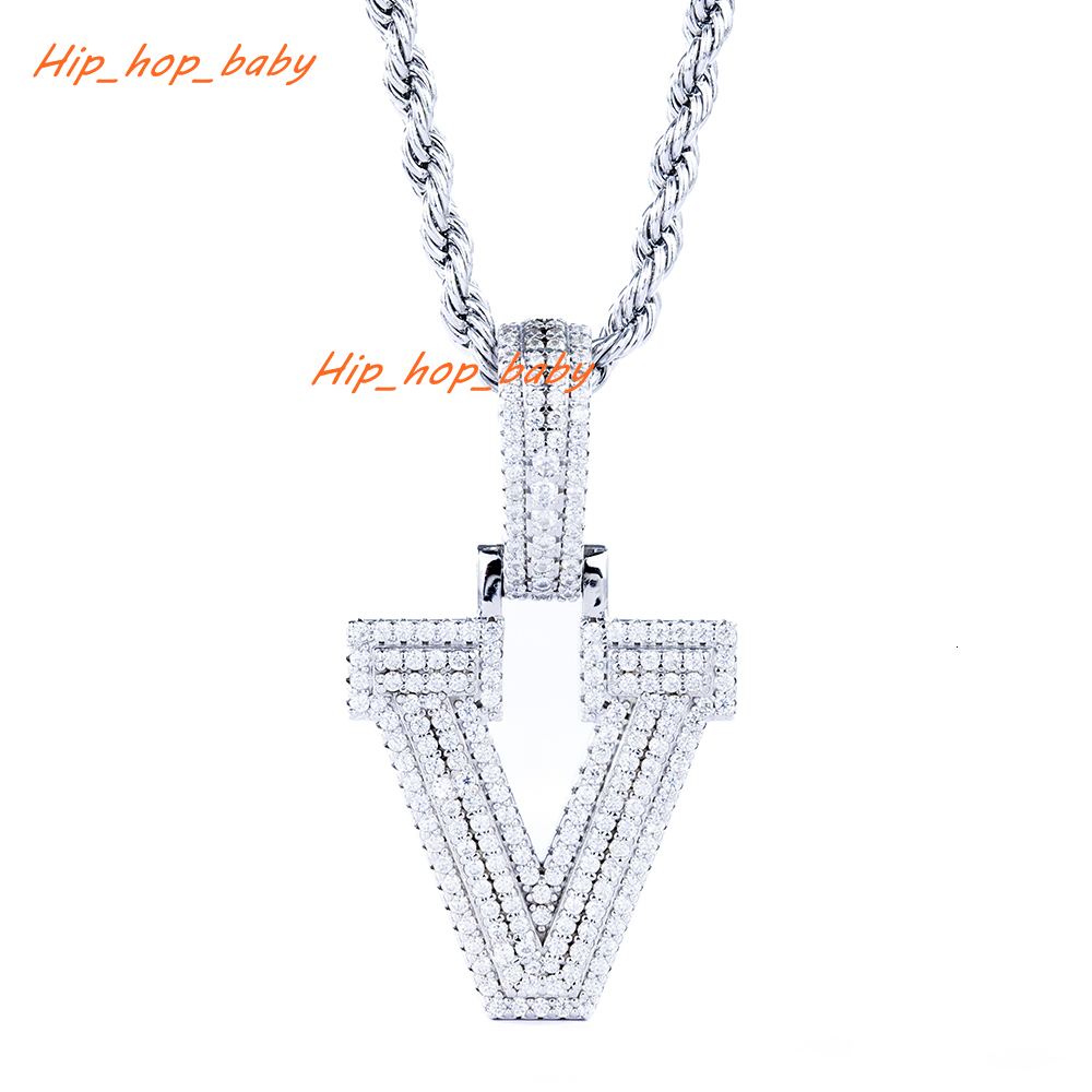 925 Silver Good Quantity Letter Pendant VVS Moissanite White Color Plated for Gift Jewelry