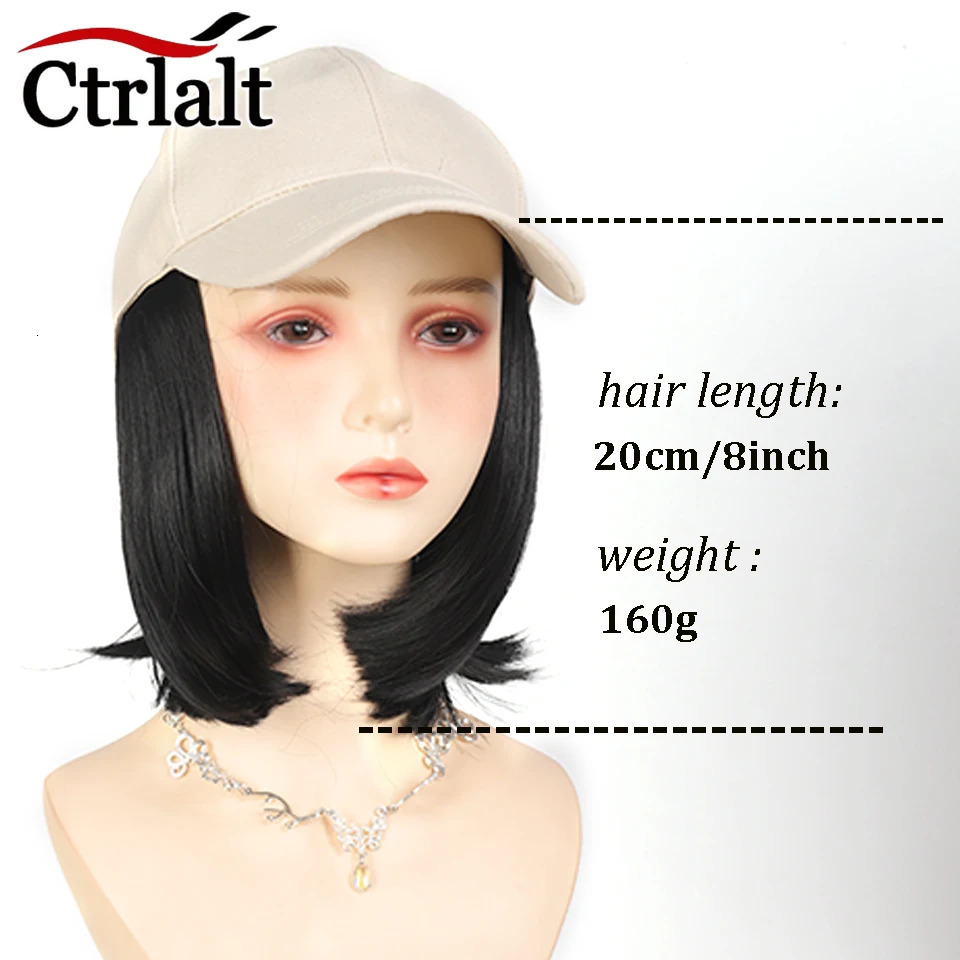 Synthetic Heat-Resisting Fiber Straight Hair Extensions With White Baseball Cap Wig For Girls Casual Daily 250530