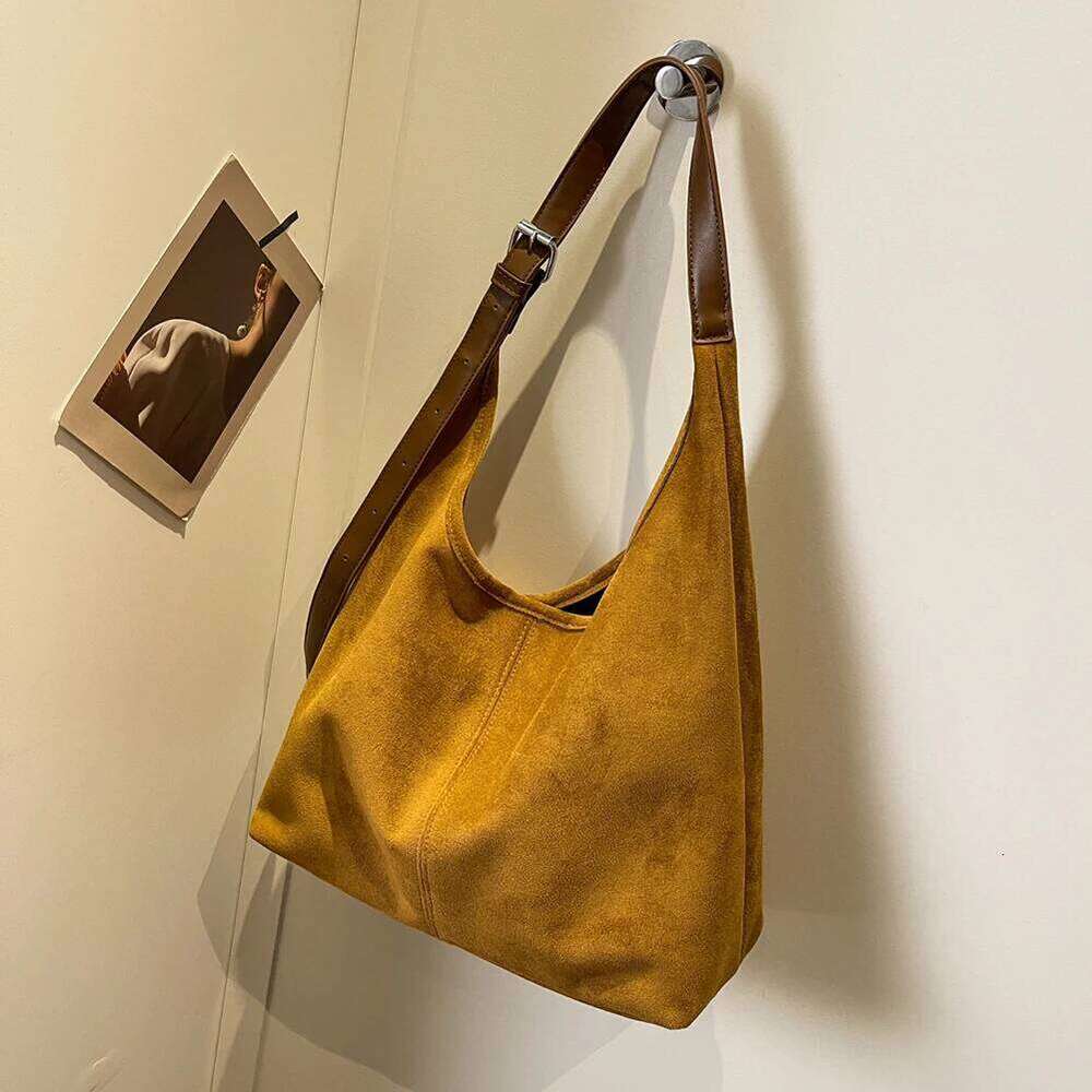 Women Suede Shoulder Stylish Crossbody Large Capacity Top Handle Adjustable Strap Chic Hobo Vintage Satchel Bag