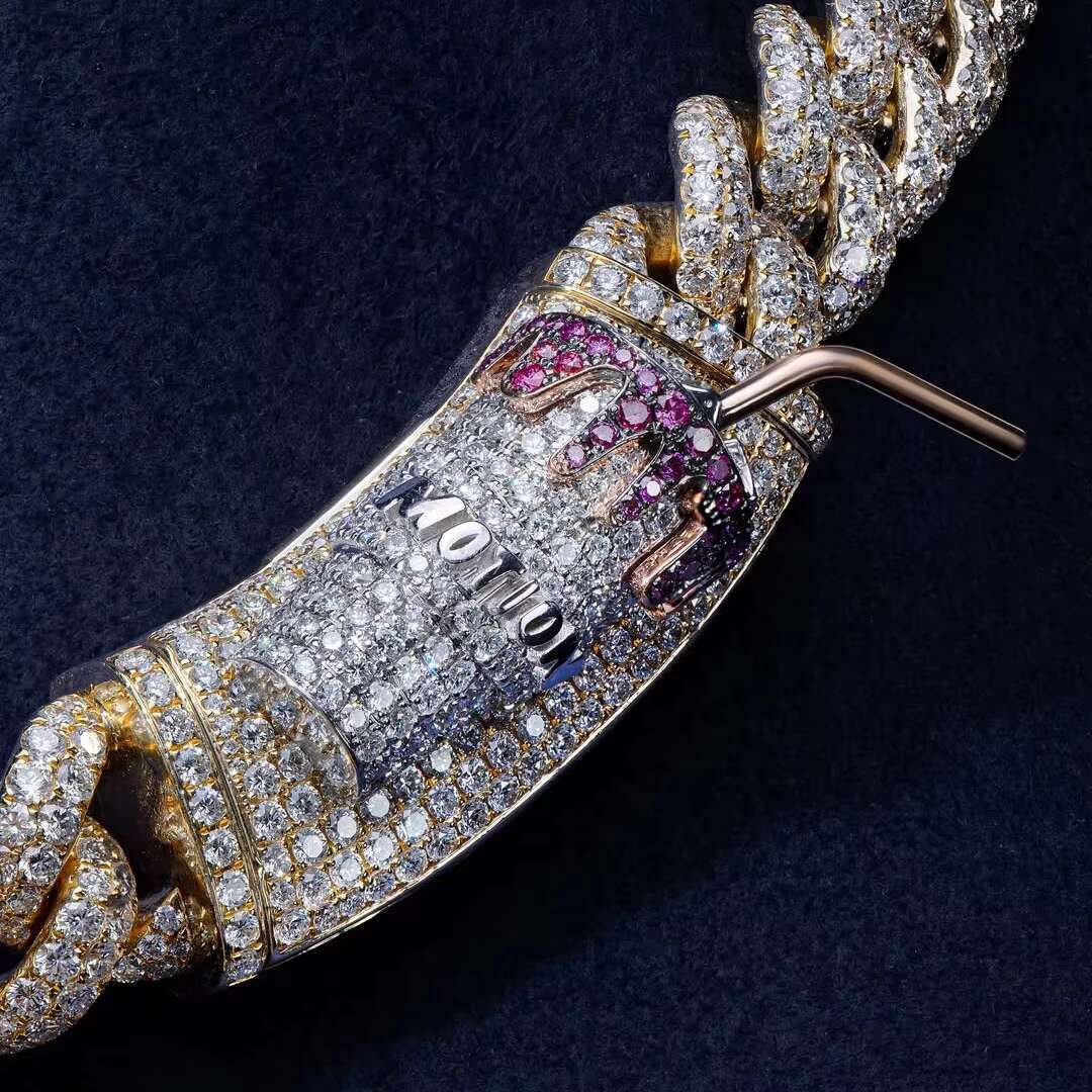 Yellow Gold Vvs Moissanite Diamond Hip Hop Custom Iced Out 925 Silver Name Chain Cuban Necklace