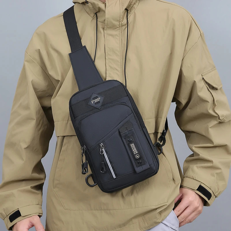 1 mens outdoor chest bag fashionable crossbody bag casual multifunctional sports crossbody bag side backpack 250528