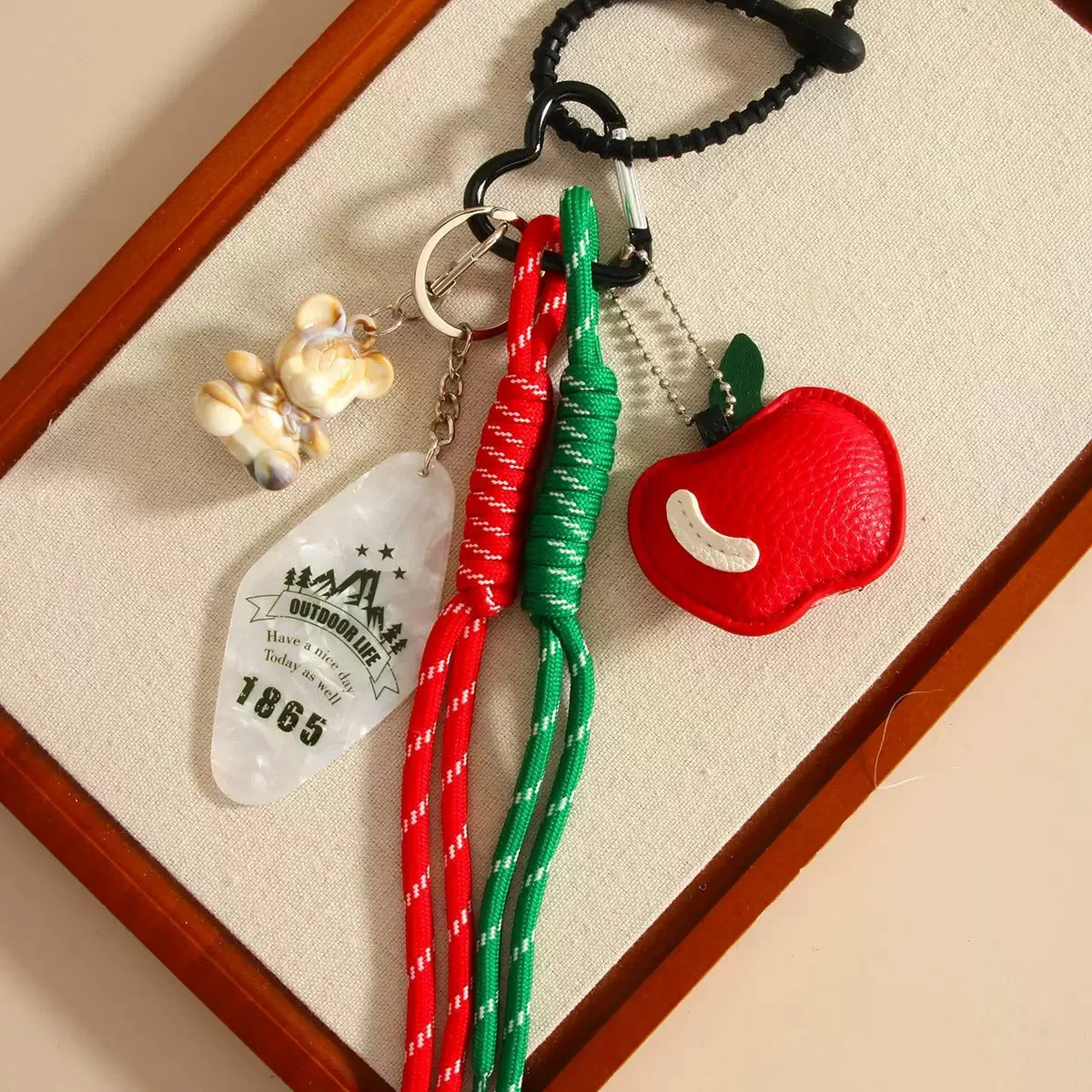 product Cute little bear butterfly apple Pendant starfish Black Eight Backpack pendant Key Chain 250530