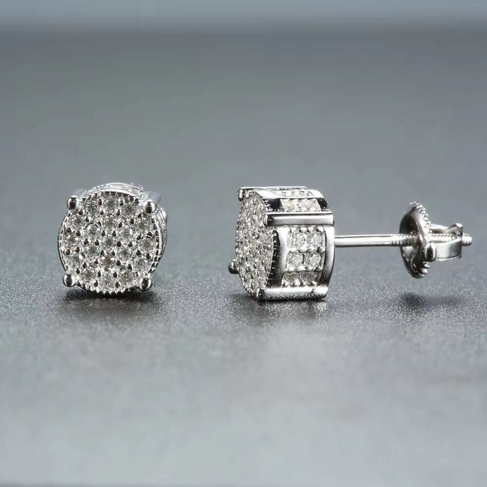 Factory Wholesale 18k Gold Iced Out Solid 925 Sterling Silver Sparkling Moissanite Color D Hip Hop Stud Earrings