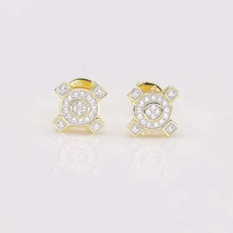Custom Design 925 Silver 14K 18K Gold Plated GRA Certificated VVS Moissanite Stud Earrings Hip Hop Diamond Earrings Men