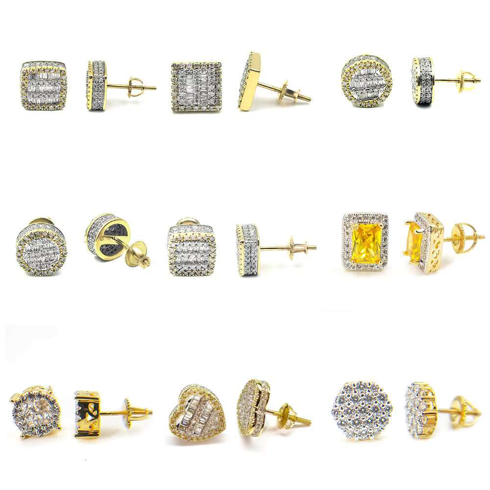 High Quality Custom 925 Sterling Silver Stud Earring Hip Hop Design Jewelry Zircon Moissanite Iced Out Cluster Earring for Women