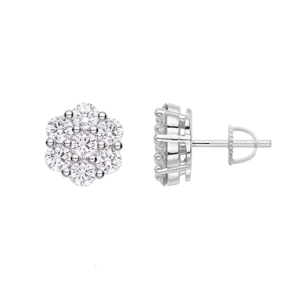 925 Silver Moissanite Hip Hop Style High Quality Gold Plated Round Classic Vintage Fashion Jewelry Stud Earrings