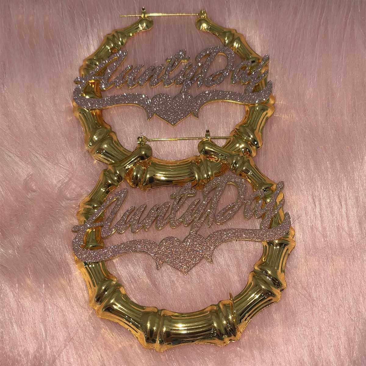 Custom Name Bamboo Earrings Personalized Stainless Steel Bling Name Earrings Colorful Big Hoops Earring for Women Jewelry Gift 250529