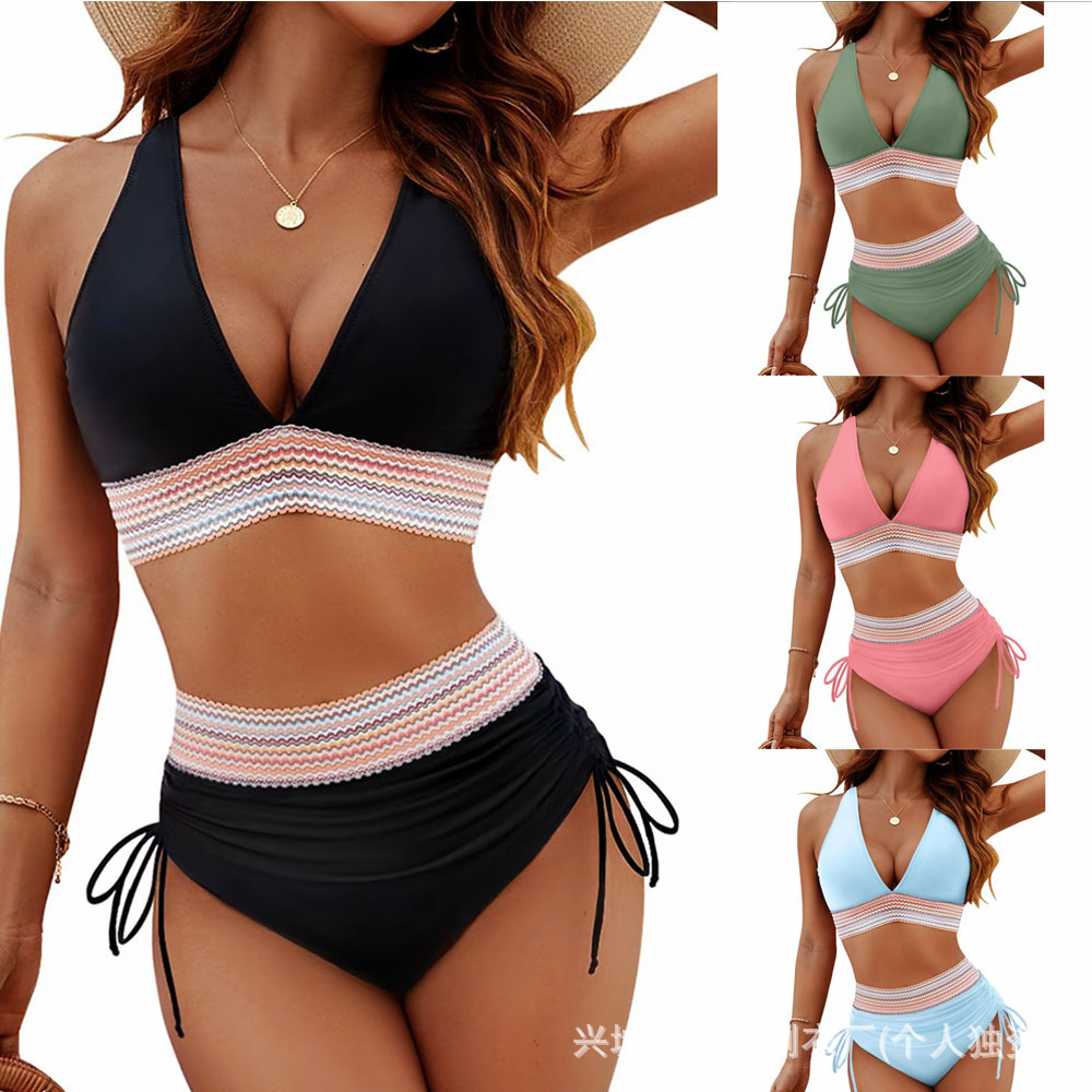 Beach Sexy Ladies 2025 New Designer Shoes New Series Hot Selling High Waisted V-neck Multi-color Bikini Split Swimsuit