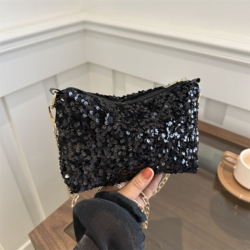 Free Shipping Designer Summer Sequin Small Bag Crossbody 2025 New Trendy Internet Famous Western-style Versatile Drawstring Shoulder Bucket Bag