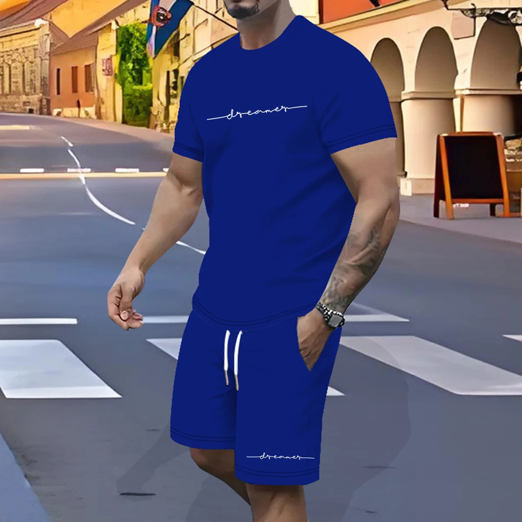 Mens adult sports suit polyester fiber quickdrying solid color 3D pullover elastic waist dating casual trend 250530