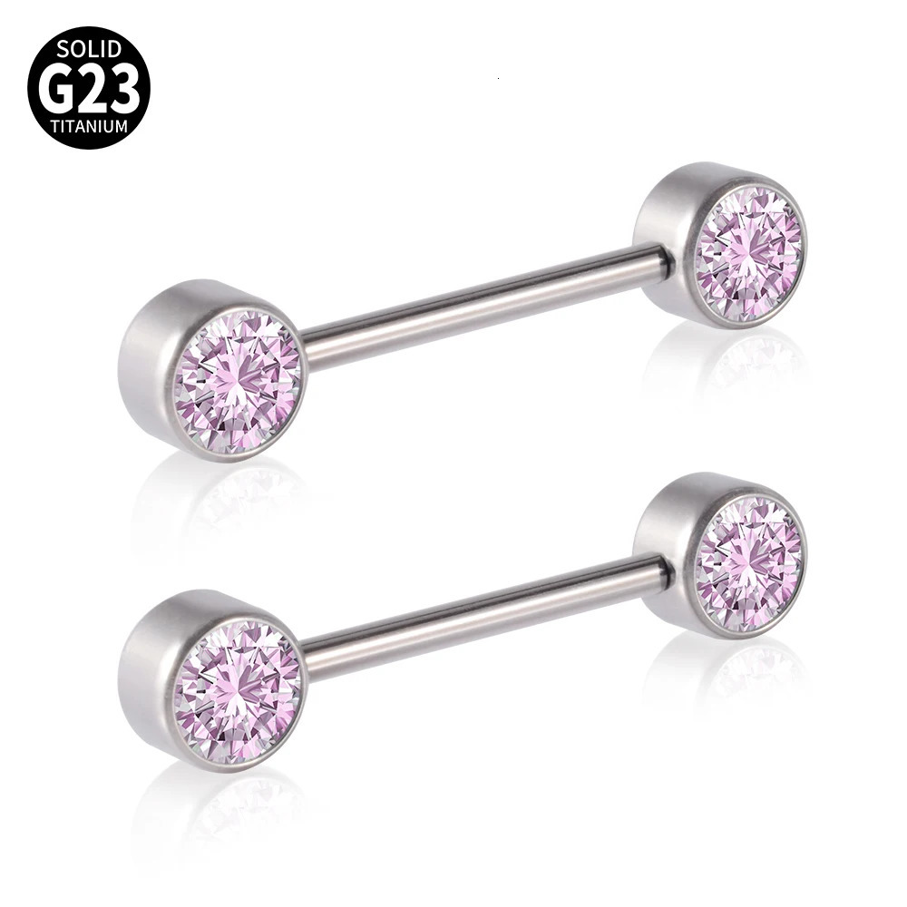2PCS G23 Nipple Sexy Shield Bars Piercing Opal CZ Gem 14G Internally Thread Nipple Barbells Women Trendy Mamilo Jewelry 250526