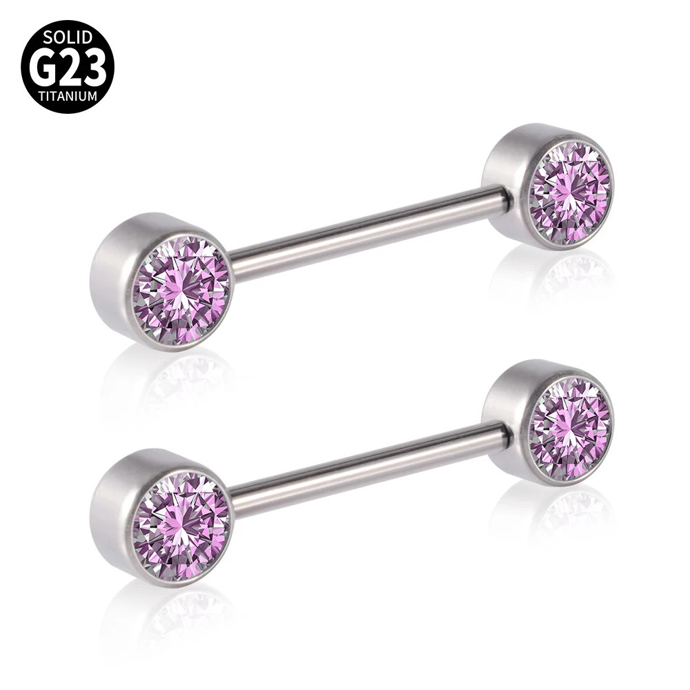2PCS G23 Nipple Sexy Shield Bars Piercing Opal CZ Gem 14G Internally Thread Nipple Barbells Women Trendy Mamilo Jewelry 250526