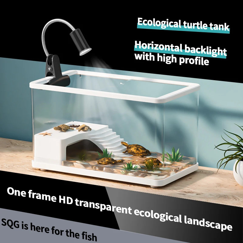 High definition transparent acrylic aquarium plastic leak proof aquarium reptile turtle habitat Easy water change Turtle tank 250530