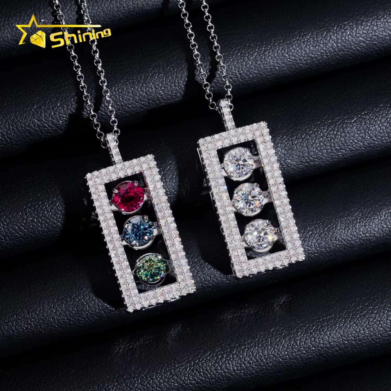Men Hip Hop Jewelry Pass Diamond Tester Gold Plated Real 925 Silver Trafic Sign Iced Out VVS Custom Moissanite Pendant