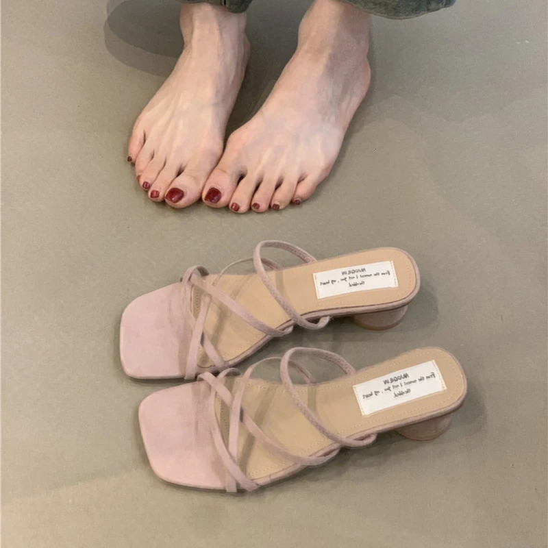 Summer Narrow Band Women Slippers Concise Open Toe Slides Ladies Party Dress Sandals Zapatos De Mujer 250528