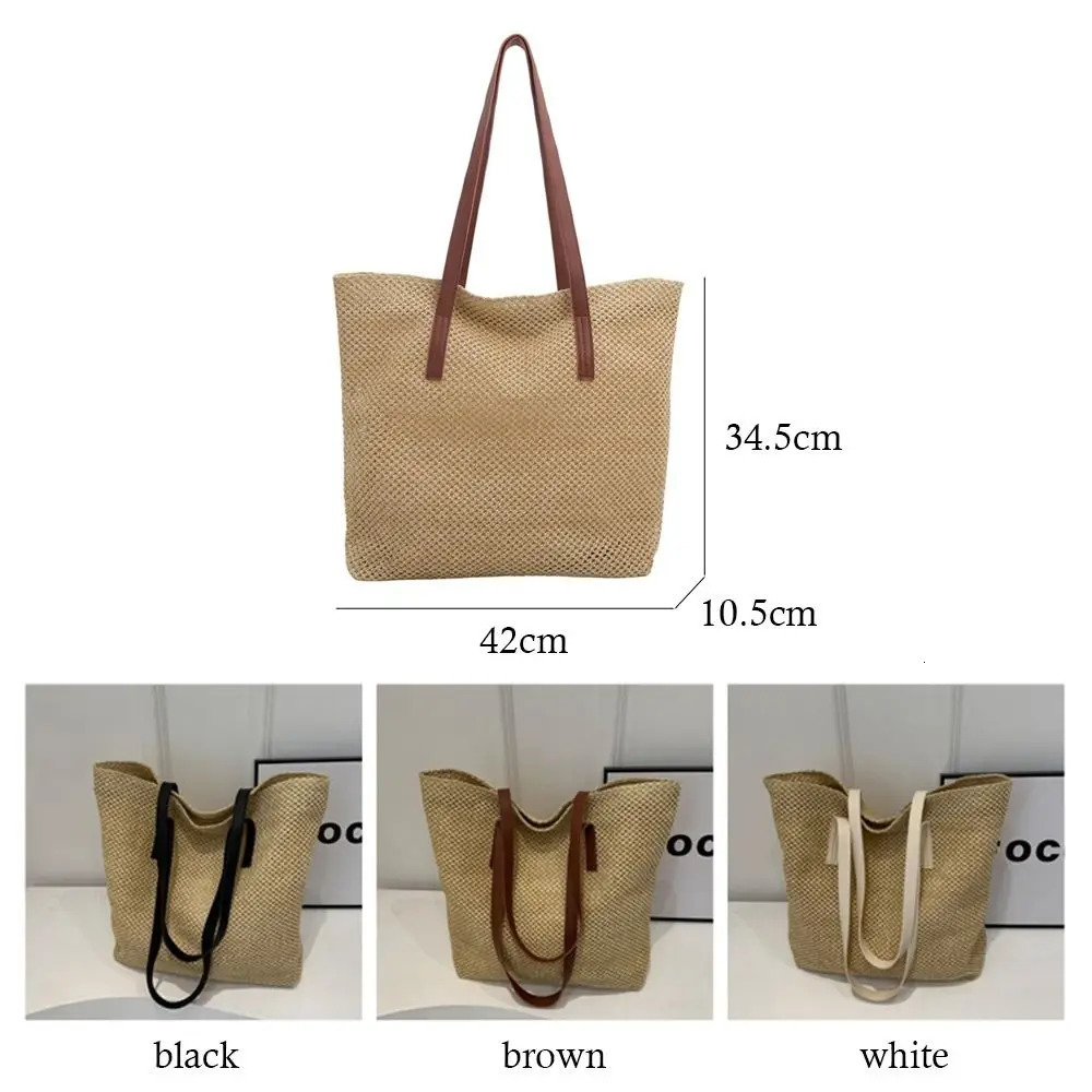 Rattan Straw Bag Fashion Large Capacity Handmade Braid Handbags Woven Shoulder Bag Summer Beach 250530