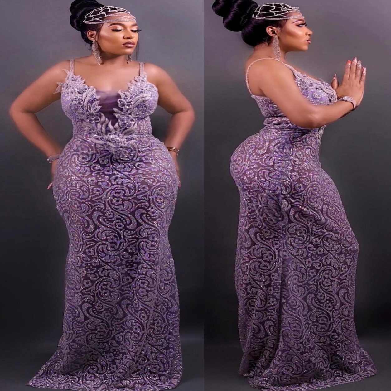 Mermaid Lilac Prom Dresses 2025 Lace Sequined Spaghetti Vintage Evening Formal Party Second Birthday Engagement Gowns Plus Size Dress For Special Occa