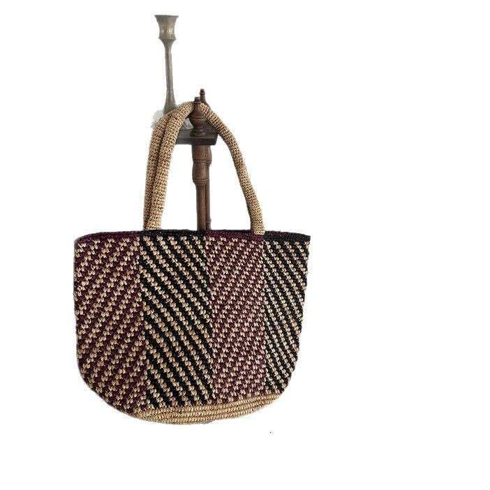 Straw Beach Tote Southern French Holiday Natural Raffia Handwoven Striped Tote Straw Beach Bag Crossbody Bag