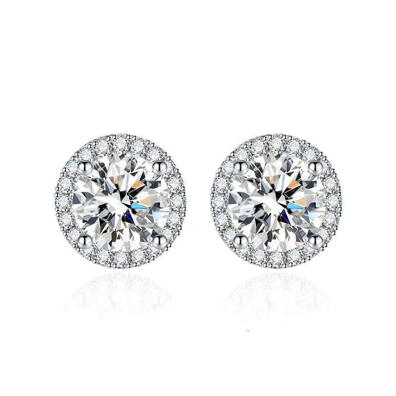 2022 Fashion Iced Out Women Diamond 925 Sterling Silver Copper Zircon Stud Moissanite Earrings
