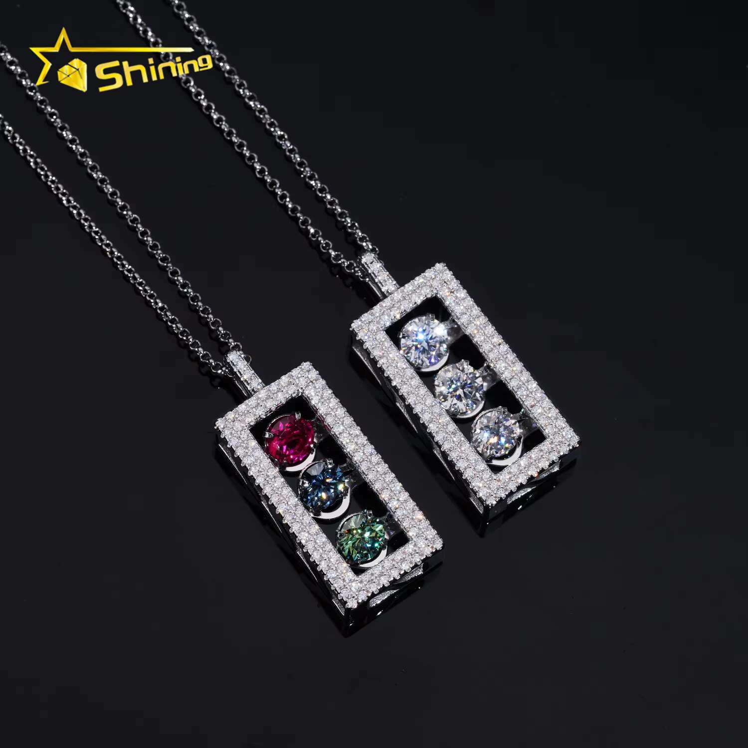 Men Hip Hop Jewelry Pass Diamond Tester Gold Plated Real 925 Silver Trafic Sign Iced Out VVS Custom Moissanite Pendant