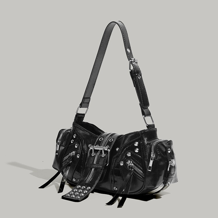 designer Cross-border New European and American Retro Fashion Handbag Niche Design Hot Girl Y2K Single Shoulder Commuter Crossbody Motorcycle Bag