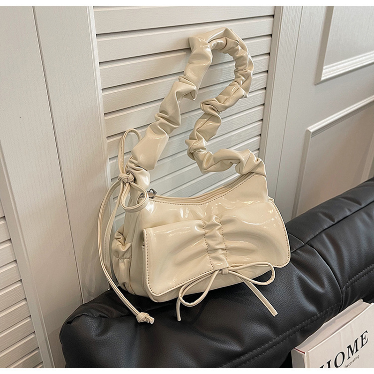 designer Niche Pleated Underarm Bag for Women 2025 New Fashion Red Shoulder Bag High-end Versatile Handbag