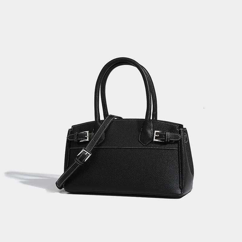 FIRMRANCH Textured Commuting Solid Color Classic Horizontal Square Buckle Handbag Simple Women's Diagonal Cross Bag OL Purse