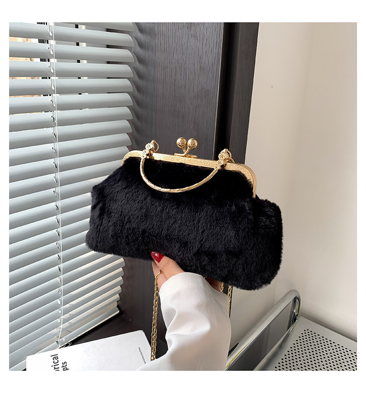 Free shipping designer autumn/winter fur fur bag 2025 new stylish minimalist handbag commuting fashion chain single shoulder crossbody bag