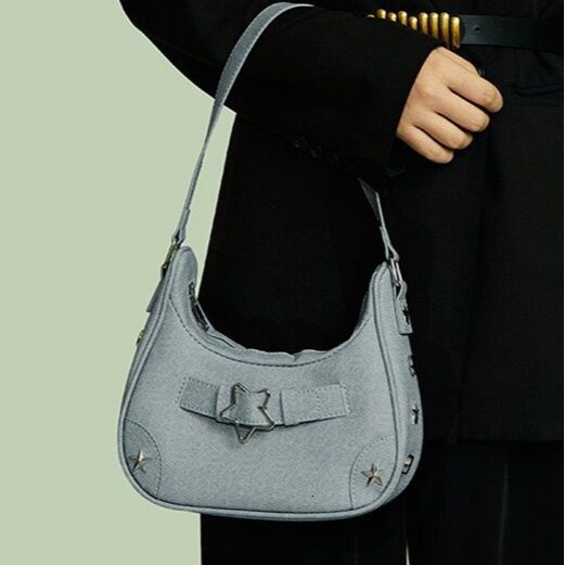 designer Handbag for Women Small Bag Phone Bag 2025 New High-end Autumn Retro Denim Star Girl Shoulder Bag Niche