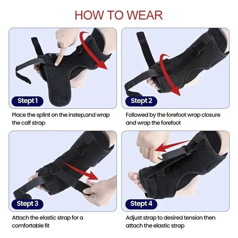 Adjustable Foot Drop Orthosis Brace Ankle Support with Plantar Fascia and Aluminum Strip Splint Reinforcement Tool 250530