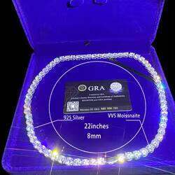 New Arrival Deluxe Fine Jewelry Sier Necklace 8MM Iced Out VVS Moissanite Dias High Quality Tennis Chain for Men Women