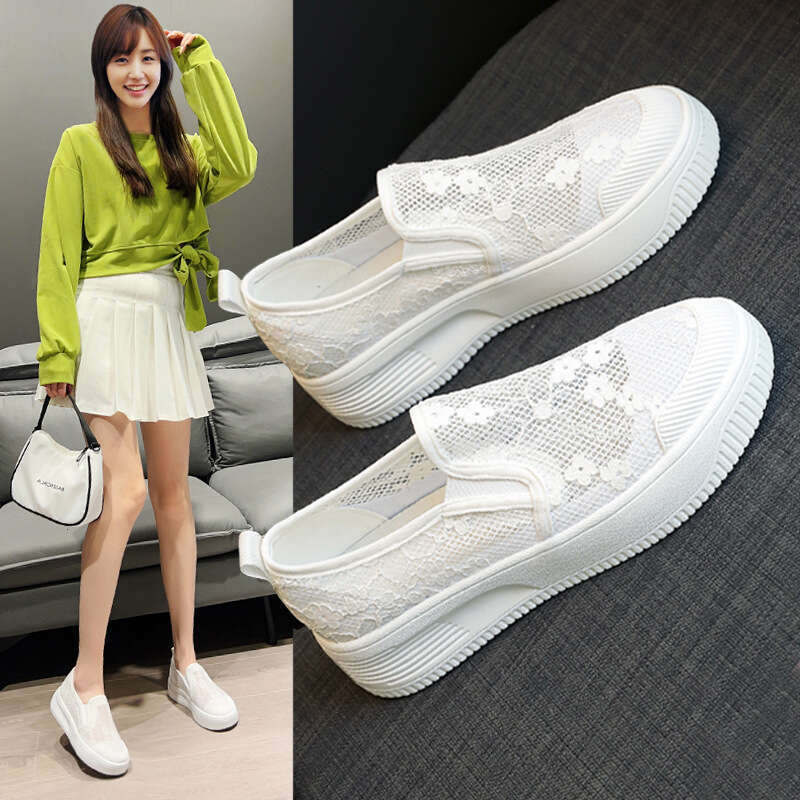 New Plus Size Women's Small Fragrance Style Fisherman Summer Mesh Slip-On Lazy Flat Pregnant Women Shoes