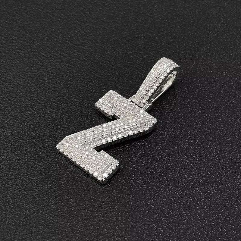 New Hiphop Jewelry S925 Sterling Silver Moissanite Initial Alphabet Iced Out Letter Pendant Necklace Pendant for Jewelry