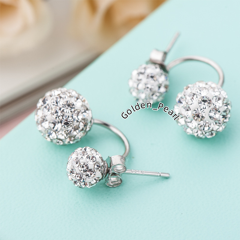 Fashionable Universal Classic S925 Sterling Silver Full Diamond Double Ball Stud Earrings for Women