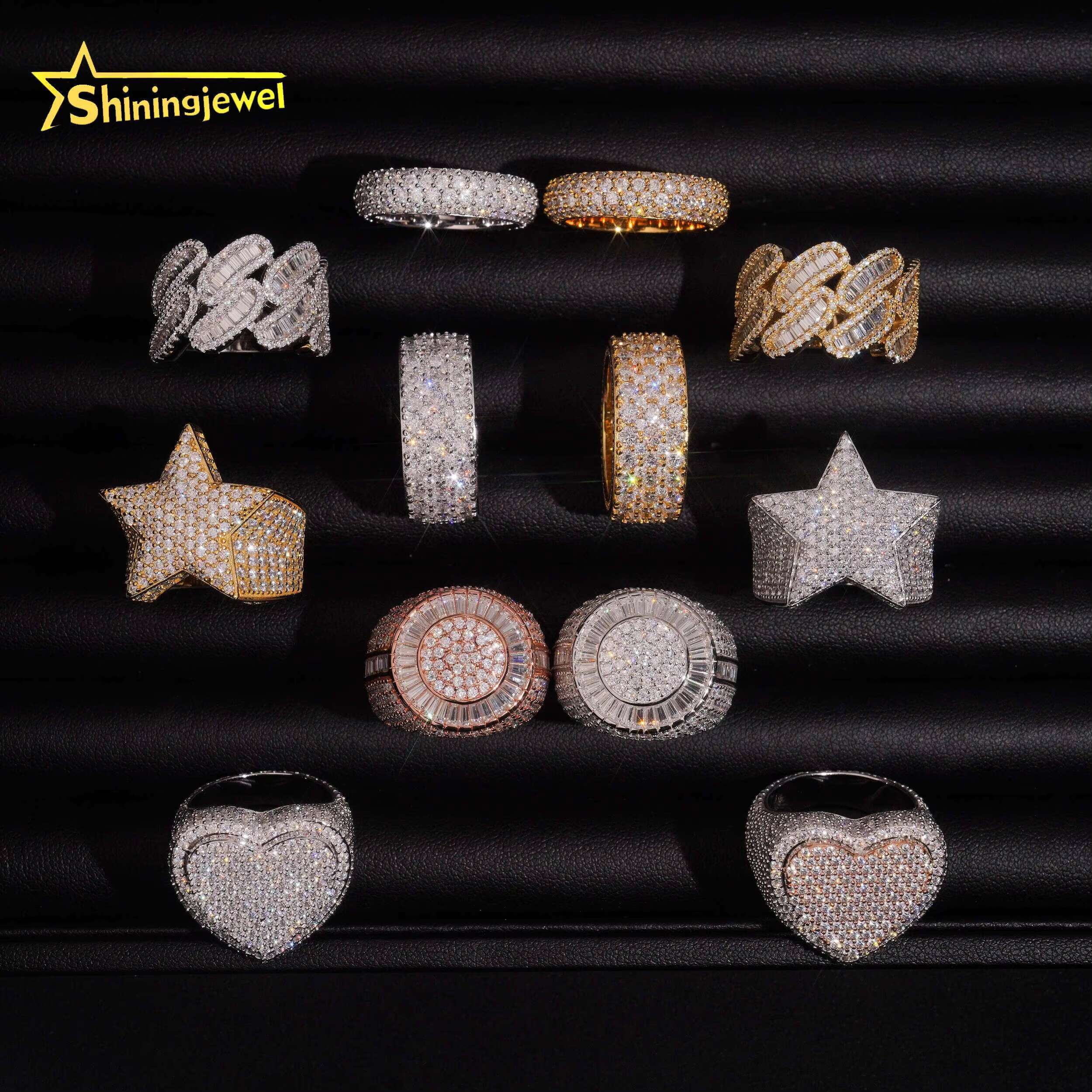 Ready to Ship Hip Hop Moissanite Ring S925 Pass Diamonds Test GRA Moissanite Iced Out Buss Down Sparkling Men Rings